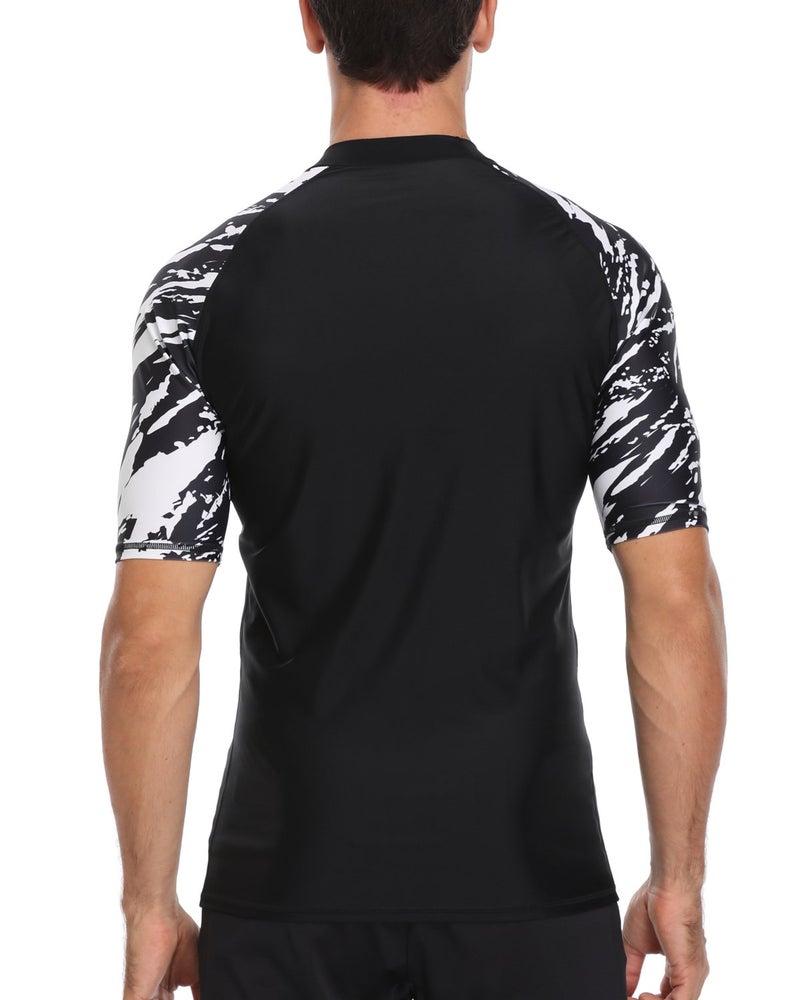 AXESEA Men's Short Sleeve Solid Sun Protection Rashguard Swim Shirt UPF 50+ (L, Black) - Image 4